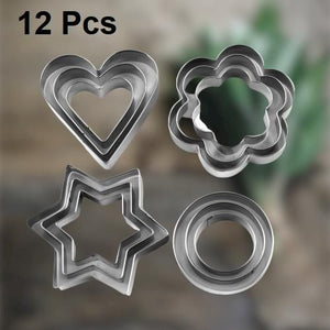 Cookie Cutter-Flower,Round,Heart,Star Shape Biscuit Baking Stainless Steel Metal Molds Shape Cutters for Kitchen,Baking,Halloween & Christmas Small Size Cookie Cutters Cookie Cutter  (Pack of 12)