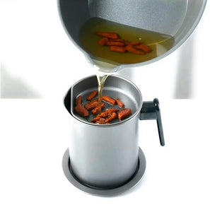 Oil Strainer Pot- Grease Container, Stainless Steel Oil Pot Grease Filter, Separator And Keeper for Frying Cooking Oil Dispenser Bottle