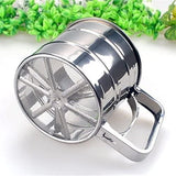 Flour Sifter -Baking Stainless Steel Shaker Sieve Cup Manual Flour Sifter with Measuring Scale Mark for Flour Icing Sugar